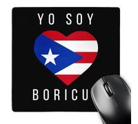 Mouse Mat Yo Soy Boricua I Love Puerto Rico I Am Puerto Rican Heart Flags Stitched Edges Mouse Pad Comfortable Desk Pad For Work Computer Laptop 25X30Cm