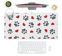 Mouse Matt Large Paws Love Hearts Large Long Disabled Mouse Pad Non-Slip For Office And Home Desk Cover Protector Decor Desk Mat Leather Keyboard Computer Gaming Accessories (80 X 30 Cm)