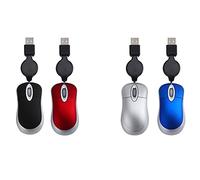 Mouse Mice Wired Corded Ergonomics USB Optical Retractable for Computer Mini Laptop PC Portable (blue)