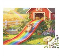 Mouse on Rainbow Slide Rural Barn View 1000 Piece Jigsaw Puzzle Jigsaw Puzzle for Adults Paper Puzzle Game for Family Relaxation Focus Gift Home Decor 70x50cm/1000pcs