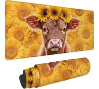 Mouse Pad 100 x 50 cm Large Mouse Mat with Stitched Edges, Ox 0-z594 | Sunflower-4 Gaming Mousepad - Waterproof Surface, Washable Desk Mat with Non-Slip Rubber Base - Fimproved Precision and Speed
