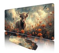 Mouse Pad 1000x500x3mm, Extended Large Mouse Mat Non-Slip & Waterproof Desk Mat, Grey Gaming Mousepad for Home Office Work, Highland Cow Mousepad with Smooth Surface, Mousemat for Office & Home, H-61