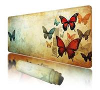 Mouse Pad 1000x500x3mm, Extended Large Mouse Mat Non-Slip & Waterproof Desk Mat, Retro Gaming Mousepad for Home Office Work, Butterfly Mousepad with Smooth Surface, Mousemat for Office & Home, Q-97