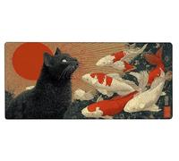 Mouse Pad 1000x500x3mm Large Mouse Mat Cat Fish, Mousepad Large Size with Non-Slip Rubber Base, Stitched Edges Mousepad, Waterproof Smooth Surface Keyboard Mat for Home Office Accessories A-9S66