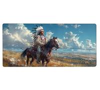 Mouse Pad 1000x500x3mm Large Mouse Mat Indians Horse, Mousepad Large Size with Non-Slip Rubber Base, Stitched Edges Mousepad, Waterproof Smooth Surface Keyboard Mat for Home Office Accessories S-9A70