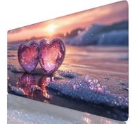 Mouse Pad 100x50cm Extended Large Mouse Mat Pink Desk Accessories with Non-Slip Mousepad Heart, Soft Smooth Surface, Stitched Edges Desk Pad for Gaming, PC, Laptop, Office Accessories, Gifts Y8-449