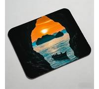 Mouse Pad 11.42 x 9.45 inch x3mm, Gaming Mouse Pad with Non-Slip Rubber Base, Stitched Edge, Waterproof, Mousepad for Computers, Laptop, PC, Mouspad Easy Gliding, Portable, Durable Sunset Boat 0O-653