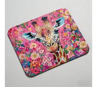Mouse Pad 11.81 x 9.84 inch x3mm, Gaming Mouse Pad with Non-Slip Rubber Base, Stitched Edge, Waterproof, Mousepad for Computers, Laptop, PC, Mouspad Easy Gliding, Portable, Durable pink giraffe 0O-260