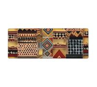 Mouse Pad 11.8x31.5 in African Textile Patchwork Print Extra-Large Mouse Mat Desk Pad, Waterproof Anti-Slip Rubber Base Stitched Edges Mousepad, for Gamer Office Home (30x80cm)
