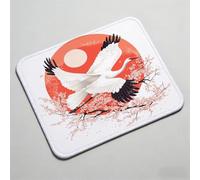 Mouse Pad 12.6 x 10.24 inch x3mm, Gaming Mouse Pad with Non-Slip Rubber Base, Stitched Edge, Waterproof, Mousepad for Computers, Laptop, PC,Mouspad Easy Gliding, Portable, Cherry blossoms crane 0O-953