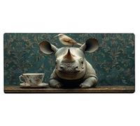 Mouse Pad 1200x600x3mm Large Mouse Mat Rhino Cup, Mousepad Large Size with Non-Slip Rubber Base, Stitched Edges Mousepad, Waterproof Smooth Surface Keyboard Mat for Home Office Accessories W-3K49