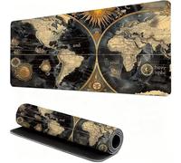 Mouse Pad 120x60cm Extended Large Mouse Mat Black Waterproof Surface Protector, Stitched Edges Non-Slip, Gaming Mousepad World Map Home Office Decor, Laptop Keyboard Accessories, Gift for Women W6-28