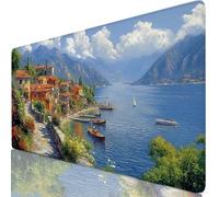 Mouse Pad 120x60cm Extended Large Mouse Mat Blue Desk Accessories with Non-Slip Mousepad Small Town, Soft Smooth Surface, Stitched Edges Desk Pad for Gaming Laptop, Office Accessories, Gifts Y8-845
