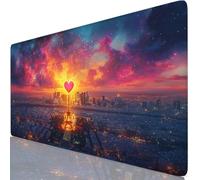 Mouse Pad 120x60cm Extended Large Mouse Mat Pink Desk Accessories with Non-Slip Mousepad City, Soft Smooth Surface, Stitched Edges Desk Pad for Gaming, PC, Laptop, Office Accessories, Gifts Y8-896