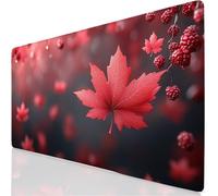Mouse Pad 120x60cm Extended Large Mouse Mat Red Office Accessories with Stitched Edges Mousepad Maple Leaf Mousemat Soft Smooth Surface, Stitched Edges Desk Pad for Keyboard, Office Room Decor YG-497