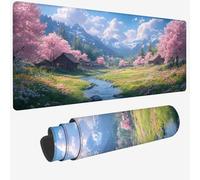 Mouse Pad 1400x600x3mm, Extended Large Mouse Mat Green Non-Slip & Waterproof Desk Mat, River Gaming Mousepad, Plant Mousepad Large with Smooth Surface, Mousemat for Office & Home, Gifts for Men W-1003