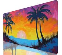 Mouse Pad 150x80cm Extended Large Mouse Mat Coconut Trees Waterproof Surface Protector, Stitched Edges Non-Slip, Gaming Mousepad Green Home Office Decor, Laptop Keyboard Accessories, Gifts W6-394