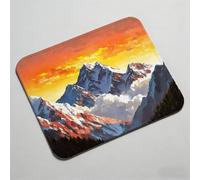 Mouse Pad 16.54 x 13.78 inch x3mm, Gaming Mouse Pad with Non-Slip Rubber Base, Stitched Edge, Waterproof, Mousepad for Computers, Laptop, PC, Mouspad Easy Gliding, mountain range Sunset 0O-856