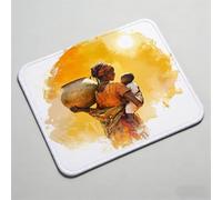Mouse Pad 16.54 x 13.78 inch x3mm, Gaming Mouse Pad with Non-Slip Rubber Base, Stitched Edge, Waterproof, Mousepad for Computers, Laptop, PC, Mouspad Easy Gliding, Portable, Africa woman 0O-234