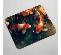 Mouse Pad 16.54 x 13.78 inch x3mm, Gaming Mouse Pad with Non-Slip Rubber Base, Stitched Edge, Waterproof, Mousepad for Computers, Laptop, PC, Mouspad Easy Gliding, Portable, Durable Koi flower 0O-562