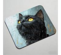Mouse Pad 19.69 x 9.84 inch x3mm, Gaming Mouse Pad with Non-Slip Rubber Base, Stitched Edge, Waterproof, Mousepad for Computers, Laptop, PC, Mouspad Easy Gliding, Portable, Durable black cat 0O-361