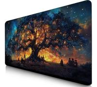 Mouse Pad 20.5x9.8x0.12inches Extended Large Mouse Mat Black Desk Accessories with Non-Slip Base and Stitched Edge, Desk Mat Plant, Improved Precision and Speed Gaming Keyboard Mousepad for PC F0-1105