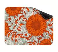 Mouse Pad 200x150x3mm, Portable & Rollable Mouse Mat with Non-Slip Rubber Base, Washable Desk Accessories, Gaming Home Office Mousepad, for Laptop and Desktop Computer Burnt Orange Flowers X-z-123