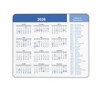 Mouse Pad 2026 Calendar with Holidays, Premium-Textured Mouse Mat with Non-Slip Rubber Base, Mousepad for Laptop Computer Office Desk Accessories