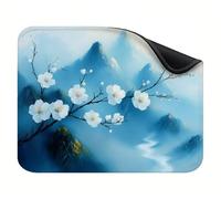 Mouse Pad 220x180x3mm, Portable & Rollable Mouse Mat with Non-Slip Rubber Base, Premium Washable Desk Accessories, Gaming Home Office Mousepad, for Laptop and Desktop Computer White Flowers X-z-1972