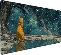 Mouse Pad 23.6x11.8x0.12 inch Large Mouse Mat Cat Tree, Mousepad Large Size with Non-Slip Rubber Base, Stitched Edges Mousepad, Waterproof Smooth Surface Keyboard for Desk Accessories, Gaming N-VS34
