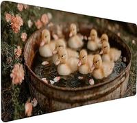 Mouse Pad 23.6x11.8x0.12 inch Large Mouse Mat Duck Flower, Mousepad Large Size with Non-Slip Rubber Base, Stitched Edges Mousepad, Waterproof Smooth Surface Keyboard for Desk Accessories Gifts Y-DO42