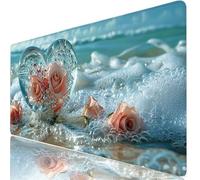 Mouse Pad 24 x 12 x 0.12 Inches Rose Extended Mouse Mat Love Large Desk Pad, Non-Slip Office Accessories with Waterproof Surface, Stitched Edges Protector, Keyboard Mat for Work, Gift Idea H0-494