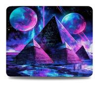 Mouse Pad 24 x 20 cm, Mouse Mat with Anti-slip Rubber Base, Small Mousepad Portable, Easy Gliding, Waterproof Durable Materials, Washable Dream Desk Mat for MacBook, PC, Laptop, Office, Pyramid 0d-762
