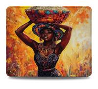 Mouse Pad 24 x 20 cm, Mouse Mat with Anti-slip Rubber Base, Small Mousepad Portable, Easy Gliding, Waterproof Durable Materials, Washable Africa Desk Mat for MacBook, PC, Laptop, Women (2) 0d-165