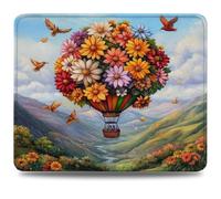 Mouse Pad 24 x 20 cm, Mouse Mat with Anti-slip Rubber Base, Small Mousepad Portable, Easy Gliding, Waterproof Durable Materials, Washable Landscape Desk Mat for PC, Laptop, Hot Air Balloon 0d-480