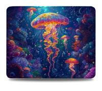 Mouse Pad 24 x 20 cm, Mouse Mat with Anti-slip Rubber Base, Small Mousepad Portable, Easy Gliding, Waterproof Durable Materials, Washable Jellyfish Desk Mat for MacBook, PC, Laptop, Dream (2) 0d-905