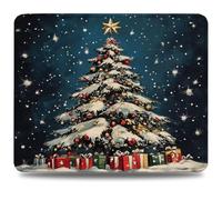 Mouse Pad 24 x 20 cm, Mouse Mat with Anti-slip Rubber Base, Small Mousepad Portable, Easy Gliding, Waterproof Durable Materials, Washable Christmas Tree Desk Mat for MacBook, PC, Laptop, Snow 0d-893