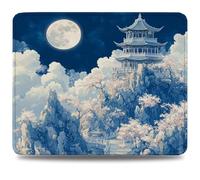 Mouse Pad 24 x 20 cm, Mouse Mat with Anti-slip Rubber Base, Small Mousepad Portable, Easy Gliding, Waterproof Durable Materials, Washable Palace Desk Mat for MacBook, PC, Laptop, Office, Moon 0d-198