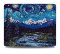 Mouse Pad 24 x 20 cm, Mouse Mat with Anti-slip Rubber Base, Small Mousepad Portable, Easy Gliding, Waterproof Durable Materials, Washable Blue Desk Mat for MacBook, PC, Laptop, Starry Sky 0d-596