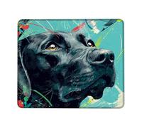 Mouse Pad 25X30CM,Artistic Dog Design, Teal Black Lab Print Desk Pad Non-Slip Desk Mat Comfortable Mousepad For Desktop Room Work
