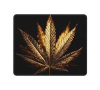 Mouse Pad 25X30CM,Golden Cannabis Mousepad Durable Desk Mat Non-Slip Mouse Mats For Desktop Office Work
