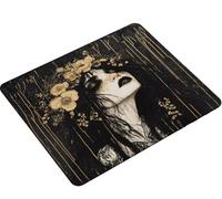 Mouse Pad 260x210x3mm, Mouse Mat black woman Gaming Mouse pad Improved Precision and Speed, Rubber Dase for Stable Grip on Smooth Surfaces, Stitched Edges, XL Mousepad Gifts for Women Men S0-299