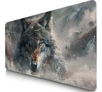 Mouse Pad 27.6x11.8x0.12inches Extended Large Mouse Mat Grey Desk Accessories with Non-Slip Base and Stitched Edge, Desk Mat Wolf, Improved Precision and Speed Gaming Keyboard Mousepad for PC F0-1000