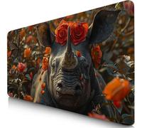 Mouse Pad 27.6x15.7x0.12inches Extended Large Mouse Mat Animal Desk Accessories with Non-Slip Base and Stitched Edge, Desk Mat Rhino, Improved Precision and Speed Gaming Mousepad for PC, Laptop F0-991