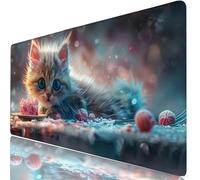 Mouse Pad 28 x 16 x 0.12 Inches Cat Extended Mouse Mat Candy Large Desk Pad, Non-Slip Office Accessories with Waterproof Surface, Stitched Edges Protector, Keyboard Mat for Work, Gift Idea H0-344