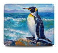 Mouse Pad 29 x 24 cm, Mouse Mat with Anti-slip Rubber Base, Small Mousepad Portable, Easy Gliding, Waterproof Durable Materials, Washable Penguin Desk Mat for MacBook, PC, Laptop, Office, Waves 0d-849