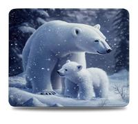 Mouse Pad 29 x 24 cm, Mouse Mat with Anti-slip Rubber Base, Small Mousepad Portable, Easy Gliding, Waterproof Durable Materials, Washable Snow Desk Mat for MacBook, PC, Laptop, Polar Bear 0d-938
