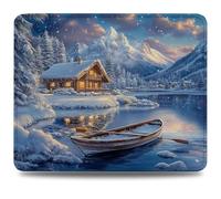Mouse Pad 29 x 24 cm, Mouse Mat with Anti-slip Rubber Base, Small Mousepad Portable, Easy Gliding, Waterproof Durable Materials, Washable Cabin Desk Mat for MacBook, PC, Laptop, Office, Snow 0d-930