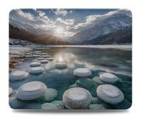 Mouse Pad 29 x 24 cm, Mouse Mat with Anti-slip Rubber Base, Small Mousepad Portable, Easy Gliding, Waterproof Durable Materials, Washable Snow Desk Mat for MacBook, PC, Laptop, Office, Mountain 0d-941