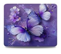 Mouse Pad 29 x 24 cm, Mouse Mat with Anti-slip Rubber Base, Small Mousepad Portable, Easy Gliding, Waterproof Durable Materials, Washable Purple Desk Mat for MacBook, PC, Laptop, Butterfly 0d-988